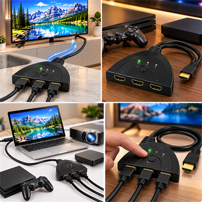 4K 60Hz HDMI Çoğaltıcı 3in1 HDMI Switch 3 Giriş 1 Çıkış Görüntü Aktarıcı Çoklayıcı Seçici Adaptör