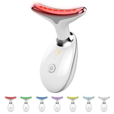 7 Led Işıklı Titreşimli Yüz Ve Boyun Masaj Cihazı Cilt Sıkılaştırıcı EMS Led Usb Şarjlı Kırışıklık Giderici