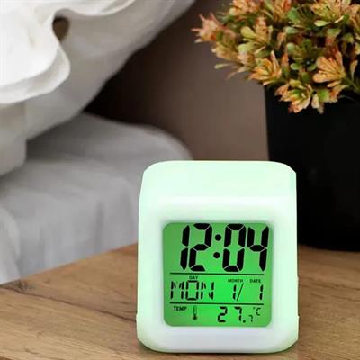 7 Renk Değiştiren Alarmlı Dijital Küp Çalar Saat