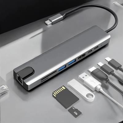 8 Portlu USB-C Hub Dönüştürücü Adaptör