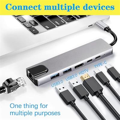 8 Portlu USB-C Hub Dönüştürücü Adaptör