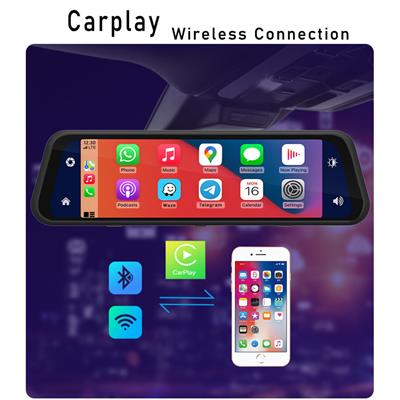 9.66 İnç Dokunmatik Ayna Tipi Araç Kamerası 4K Full HD Ön Arka Kayıt Carplay Android Auto WiFi GPS Gece Görüşlü Park Modlu Dash Cam