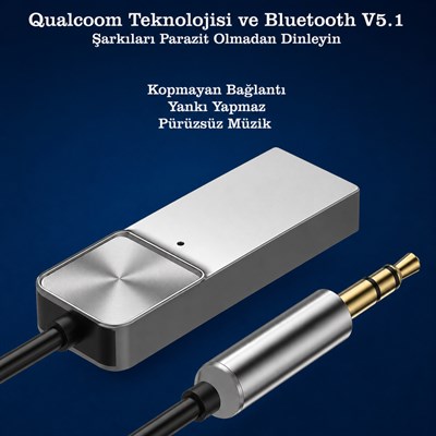 A13 Aux Kit Bluetooth Çevirici USB 3.5mm AUX Bluetooth Adaptör Araç Ses Aktarım Kablosu USB Beslemeli Spiral Kablo