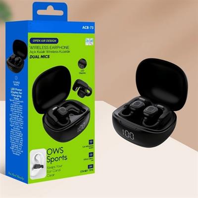 ACB73 Klipsli Kulaklık Kablosuz Açık Kulak Bluetooth Kulaklık OWS Spor Kulaklık LED Dijital Göstergeli Şarj Kutulu Dual Mikrofonlu 5.4 