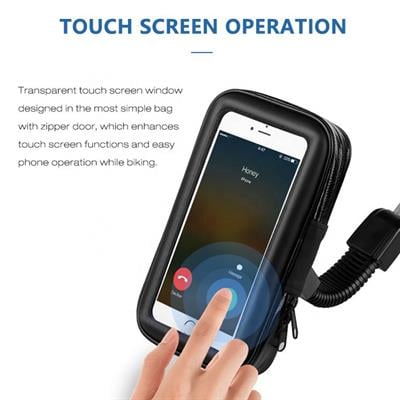 ACL T52 Motosiklet Telefon Tutucu Su Geçirmez Fermuarlı Dokunmatik Ekranlı 360 Derece Dönebilen Telefon Kılıfı Motor Tutucu