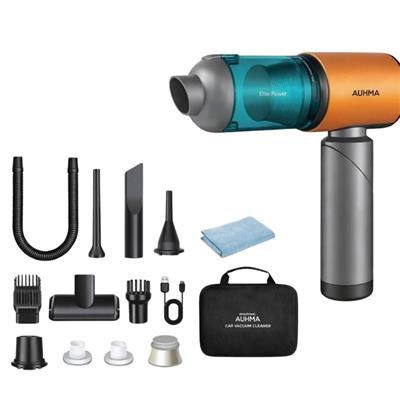 AHV-27 Şarjlı Araç İçi Süpürge Taşınabilir Çantalı Metal Filtreli Ve 2 Adet Yedek Filtreli Katlanabilir 20.000Pa Vakum Üfleme Özellikli 3 Kademeli Araç Süpürgesi