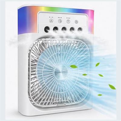 Beyaz 5005 Sprey Fan Şarjlı Buharlı Vantilatör Rgb Işıklı Zaman Ayarlı Masaüstü Serinletici Nemlendirici Su Püskürten Soğutucu Fan 