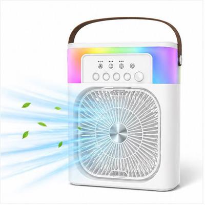 Beyaz 5005 Sprey Fan Şarjlı Buharlı Vantilatör Rgb Işıklı Zaman Ayarlı Masaüstü Serinletici Nemlendirici Su Püskürten Soğutucu Fan 