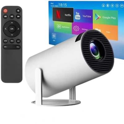 Beyaz Android Boru Projektör Cihazı Taşınabilir Ayaklı Sinema Projeksiyon Cihazı 