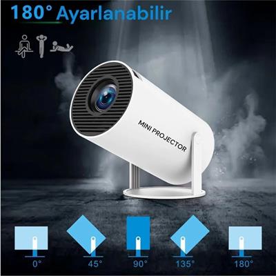 Beyaz Android Boru Projektör Cihazı Taşınabilir Ayaklı Sinema Projeksiyon Cihazı 