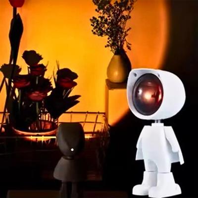 Beyaz Astronot Gün Batımı Işığı Usb Kablolu Gün Batımı Efektli Lamba