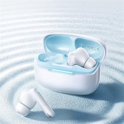 Beyaz Enc Anc Çift Mikrofon 6.0 Bluetooth Kablosuz Kulaklık Gürültü Engelleyici Uzun Pil Süreli Kablosuz Bluetooth Kulaklık