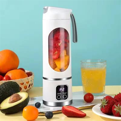 Beyaz HS-860 Usb Şarjlı Taşınabilir 450 ML Kapasiteli Smoothie Blenderı Dijital Ekranlı Paslanmaz Çelik Bıçaklı Meyve Sıkacağı Ve Shaker Makinesi