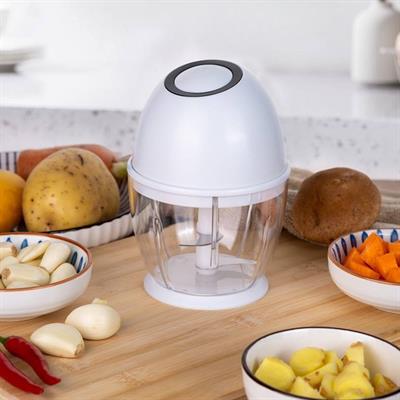 Beyaz SHB7503 Şarjlı Mini Doğrayıcı 450 ml Kablosuz Mutfak Rondosu Sarımsak Sebze Kuruyemiş Doğrayıcı 3 Bıçaklı Pratik Mutfak Robotu 