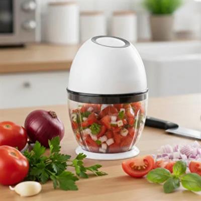 Beyaz SHB7503 Şarjlı Mini Doğrayıcı 450 ml Kablosuz Mutfak Rondosu Sarımsak Sebze Kuruyemiş Doğrayıcı 3 Bıçaklı Pratik Mutfak Robotu 
