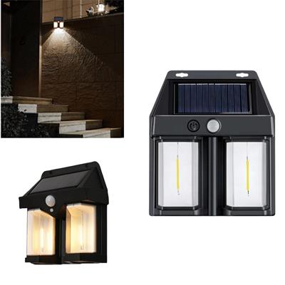BK-618-2 Güneş Enerjili Hareket Sensörlü Dış Mekan Bahçe Duvar Lambası – Solar Şarjlı Otomatik Açılıp Kapanan Su Geçirmez Yüksek Işık Güçlü Led Aydınlatma Wall Lamp