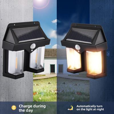 BK-618-2 Güneş Enerjili Hareket Sensörlü Dış Mekan Bahçe Duvar Lambası – Solar Şarjlı Otomatik Açılıp Kapanan Su Geçirmez Yüksek Işık Güçlü Led Aydınlatma Wall Lamp