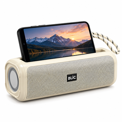 BLS-72 12W Bluetooth 5.4 Kablosuz Hoparlör RGB Işıklı TWS Stereo Destekli 1200 mAh Bataryalı USB TF Kart Girişli Type-C Şarjlı Telefon Standlı Taşınabilir Ses Sistemi