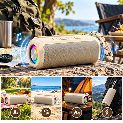 BLS-72 12W Bluetooth 5.4 Kablosuz Hoparlör RGB Işıklı TWS Stereo Destekli 1200 mAh Bataryalı USB TF Kart Girişli Type-C Şarjlı Telefon Standlı Taşınabilir Ses Sistemi