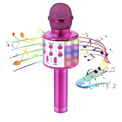 Pembe Bluetooth Bağlantılı Karaoke Mi̇krofon 