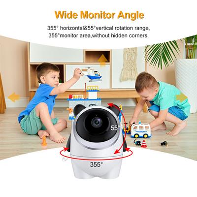 C5X Kablosuz 720P Bebek Kamerası 4.3 İnç LCD Ekranlı Baby Monitor Gece Görüşlü 4x Zoom Uzaktan Kumandalı 355 Derece Dönebilen Bebek Telsizi