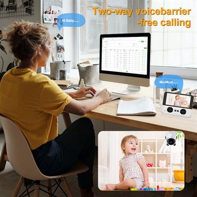 C5X Kablosuz 720P Bebek Kamerası 4.3 İnç LCD Ekranlı Baby Monitor Gece Görüşlü 4x Zoom Uzaktan Kumandalı 355 Derece Dönebilen Bebek Telsizi