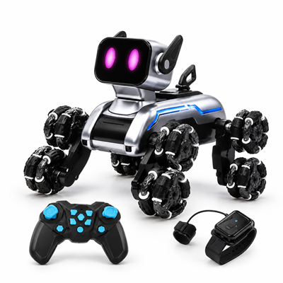 Çift Kumandalı Akıllı Robot Köpek Oyuncak Bileklik ve Uzaktan Kumanda Kontrollü Hareketli Robot Köpek