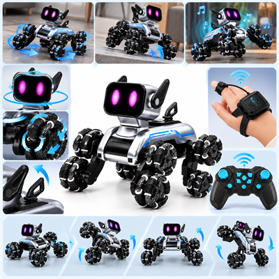 Çift Kumandalı Akıllı Robot Köpek Oyuncak Bileklik ve Uzaktan Kumanda Kontrollü Hareketli Robot Köpek