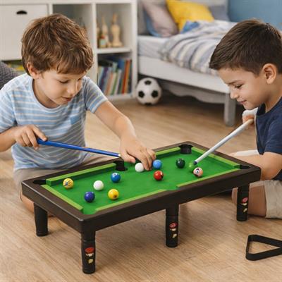 Çocuklar İçin Mini Bilardo Seti Masası Snooker ve Pool Set 2 Oyunculu Masa Oyunu Ev Tipi Eğitici Oyuncak 