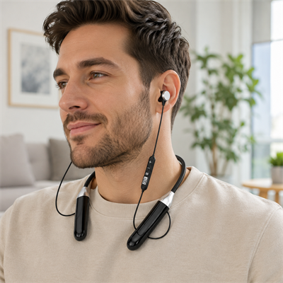Comfort-04 Boyun Tipi Bluetooth Kulaklık 400 Saat Uzun Kullanım Dijital Göstergeli HD Ses Çift Cihaz Bağlantılı Kablosuz Kulaklık