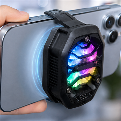 CX14 Manyetik Telefon Soğutucu 10W Yarı İletken Hızlı Soğutma RGB Fan Type-C Mobil Oyun Telefon Soğutucu