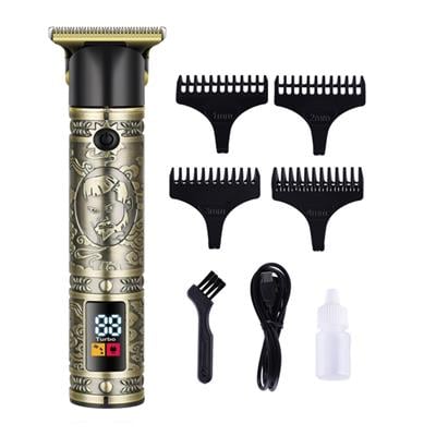 Daling DL 111A Profesyonel Şarjlı Çizik Tıraş Makinesi T Blade 01 mm Sıfıra Yakın Kesim Dijital Ekran Turbo Mod Sakal Ense Saç Sakal Kesme Makinesi