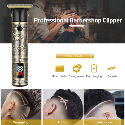 Daling DL 111A Profesyonel Şarjlı Çizik Tıraş Makinesi T Blade 01 mm Sıfıra Yakın Kesim Dijital Ekran Turbo Mod Sakal Ense Saç Sakal Kesme Makinesi