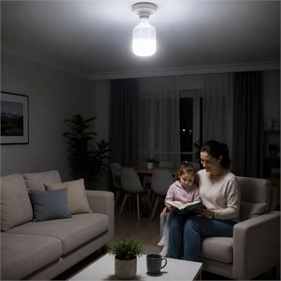 DL-030 Şarjlı LED Ampul 30W 2700 Lümen 6400K Beyaz Işık E27 Duy Elektrik Kesintisinde Yanan Acil Durum Enerji Tasarruflu Ampul