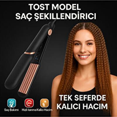 DP-134 Seramik Plakalı Tost Maşası Isı Ayarlı Profesyonel Saç Şekillendirici Seramik Kaplama Max 220 Derece Şekillendirici 