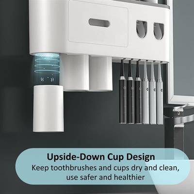 Duvara Monte Diş Fırçası Tutucu 2 Otomatik Diş Macunu Dağıtıcısı Banyo için Diş Fırçası Tutucuları Çok Amaçlı Banyo Düzenleyici Kozmetik Organizer Diş Fırçalık Bardaklı Çekmeceli Raf 