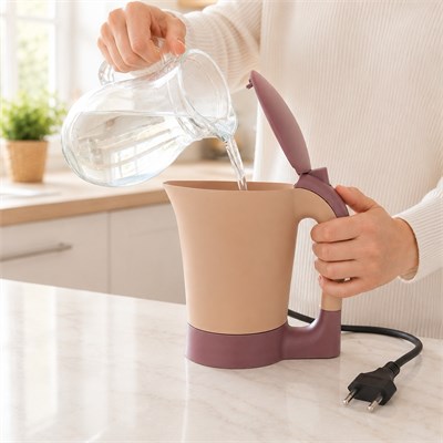 Elektirikli Su Isıtıcı Kaşık Hediyeli Cezve Tipi 0.60-0.90 Litre Kapasiteli 1000W Çay Kahve Isıtma Makinesi Mini Kettle Kahve Makinesi