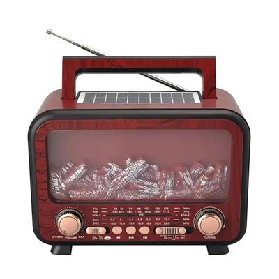 FP-2393-S Şömineli Güneş Enerji Panelli Nostaljik Radyo Taşınabilir Hoparlör Kablosuz Retro Speaker