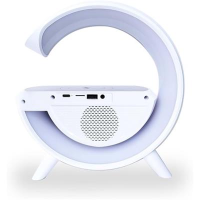 G-Tasarımlı RGB Kablosuz Şarj Özellikli Dijital Saatli Bluetooth Hoparlör Gece Lambası