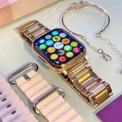 G39 41mm Rose Gold 3 Kordonlu Bileklik Küpe Ve Yüzük Hediyeli Akıllı Saat