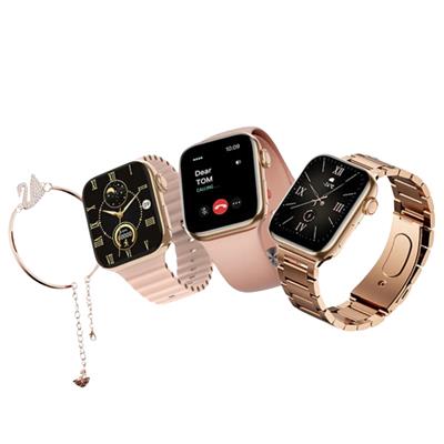 G39 41mm Rose Gold 3 Kordonlu Bileklik Küpe Ve Yüzük Hediyeli Akıllı Saat