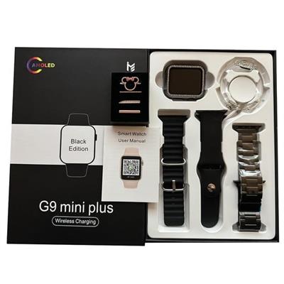 G9 Mini Plus 3 Kordon & Charmlı Siyah  Akıllı Saat Seti + Bileklik Hediyeli