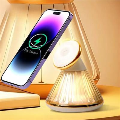 Gold 15W Manyetik Kablosuz Hızlı Şarj Standı Ve Gece Lambası 