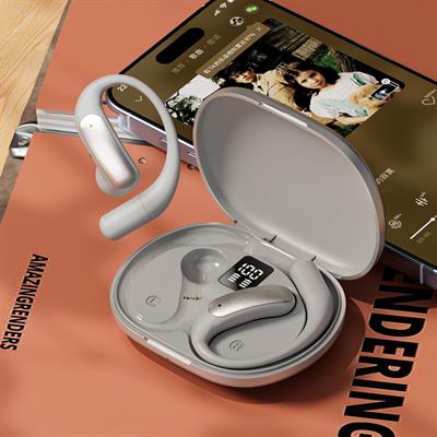 Gri M127 Bluetooth Kulaklık Dijital Led Göstergeli Kablosuz Kulak İçi Kulaklık V6.0 Şarj Göstergeli Kulak Arkası Esnek Yumuşak Tasarımlı Kulaklık