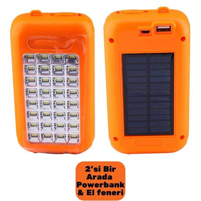 GS-875 Güneş Enerjili Taşınabilir Powerbank Ve Fener 32 Led Işıklı Kamp Lambası