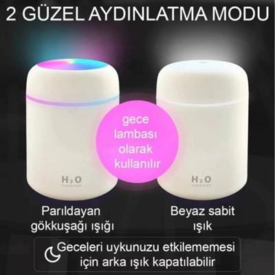 H2-O Hava Nemlendirici LED Işıklı Mini Oda Nemlendirici ve Taşınabilir Buhar Makinesi