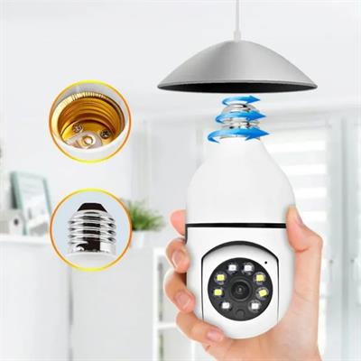 Harekete Duyarlı Gece Görüşlü Bebek İzleme Kamerası Kablosuz Wifi  Ampul Güvenlik Kamerası