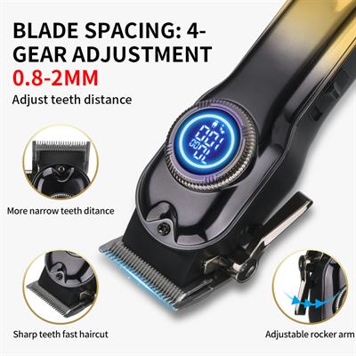 HK 610 Profesyonel Saç Kesme Makinesi Erkek Saç Sakal Tıraş Makinesi Güçlü Motor Dijital Ekran USB Şarjlı Kuaför Tipi Hair Clipper Traş Makinesi