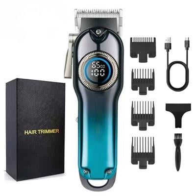 HK 610 Profesyonel Saç Kesme Makinesi Erkek Saç Sakal Tıraş Makinesi Güçlü Motor Dijital Ekran USB Şarjlı Kuaför Tipi Hair Clipper Traş Makinesi