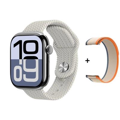 HK9 Pro Gümüş Kasa Çift Kordonlu Amoled Ekran Akıllı Saat